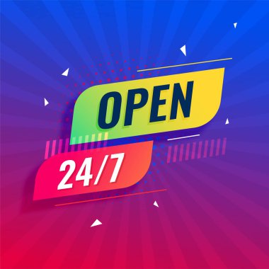 open 24/7 all days modern background clipart