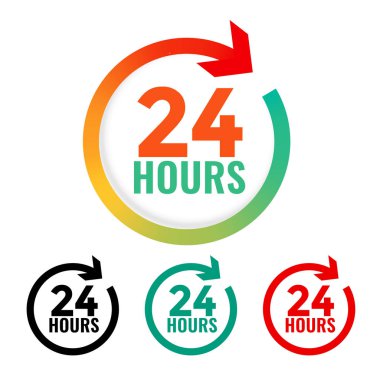 24 hours open icon in many colors clipart