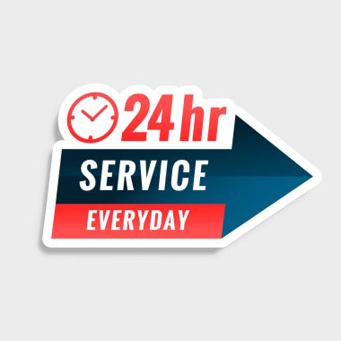 all day 24 hours service label design clipart
