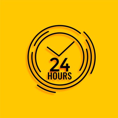 24 hours open line clock concept design clipart
