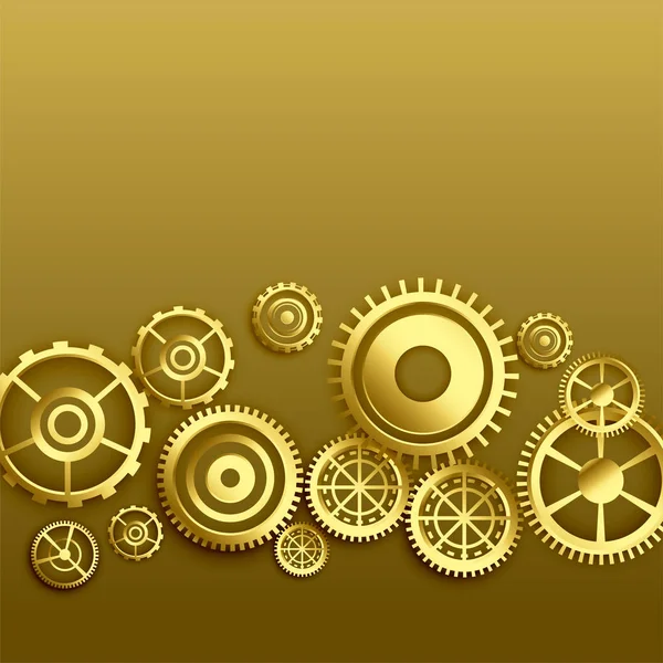 黄金の金属ギアの背景デザイン — ストックベクタ