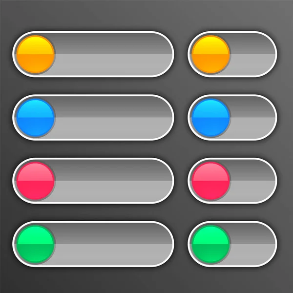 Botones grises establecidos en diferentes tamaños — Vector de stock