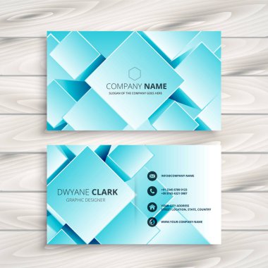 mavi geometrik kartvizit tasarımı