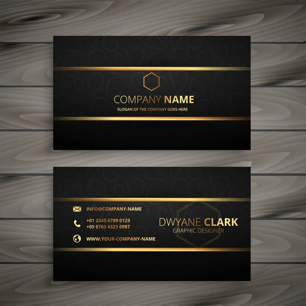 Siyah ve altın premium kartvizit tasarımı — Stok Vektör