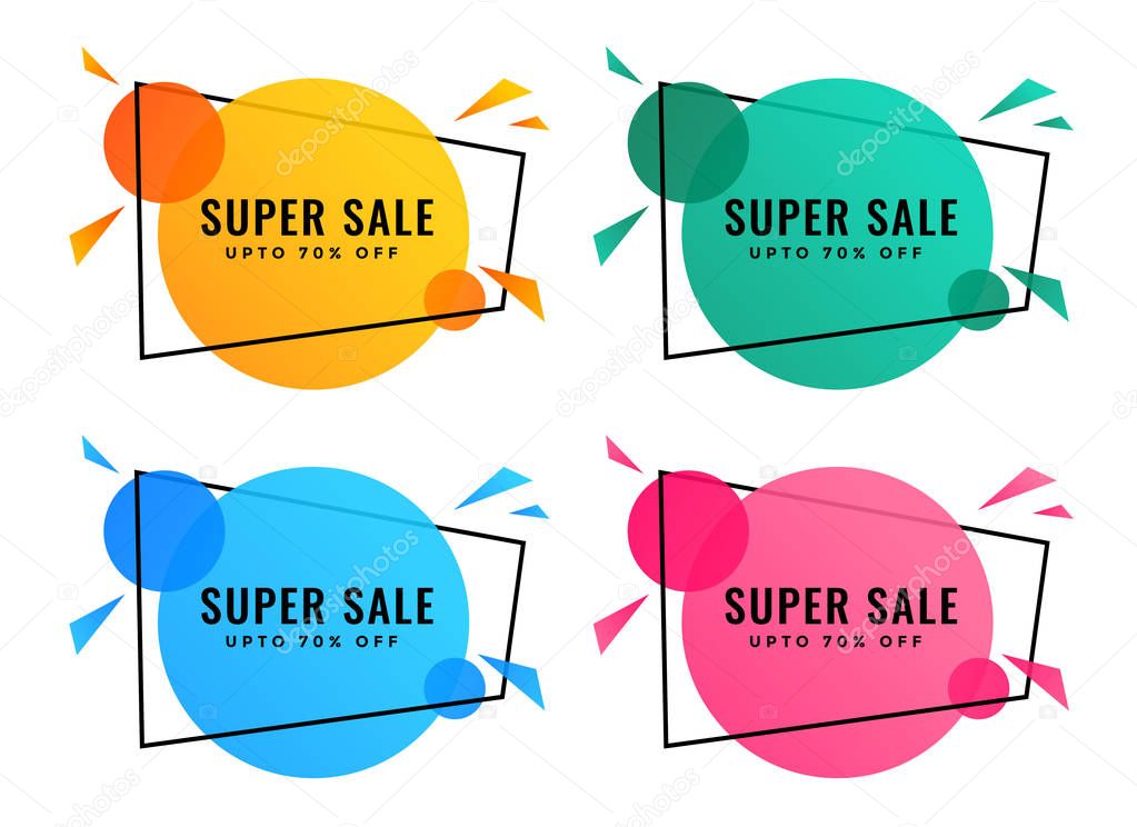 abstract sale banners in different colors