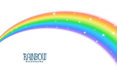 wavy curve rainbow with stars background clipart