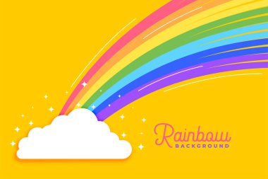 rainbow with clouds bright background clipart