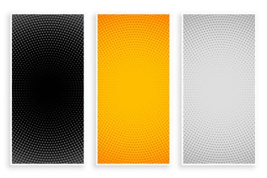 siyah sarı ve beyaz renklerde ayarlanmış halftone desenleri