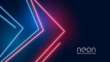 Geometrik ok biçimi neon ışıkları pankart tasarımı