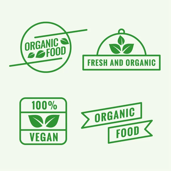 Conjunto de etiquetas de alimentos ecológicos en estilo de línea — Vector de stock