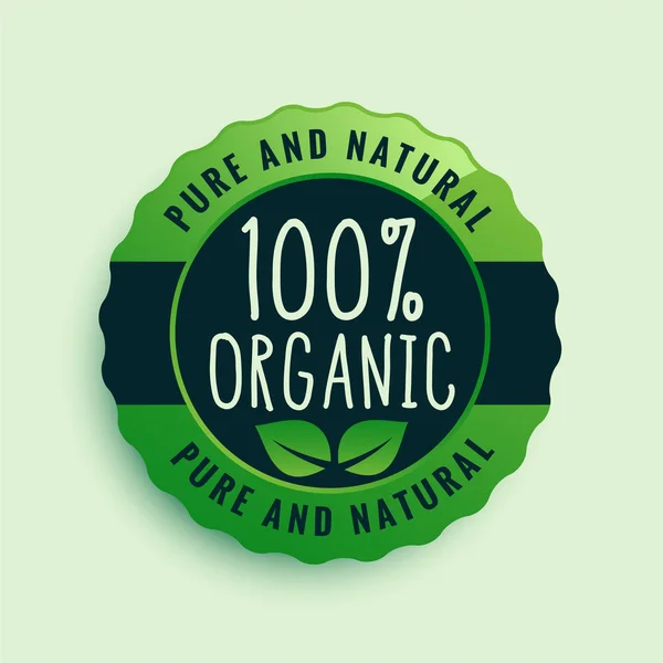 Diseño de etiqueta certificada 100% para alimentos ecológicos — Vector de stock