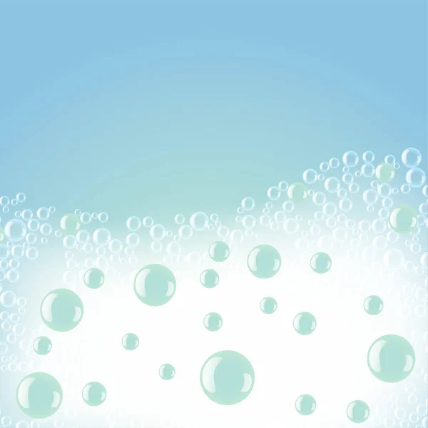 Realistic soap or shampoo foam bubbles background — Stock Vector