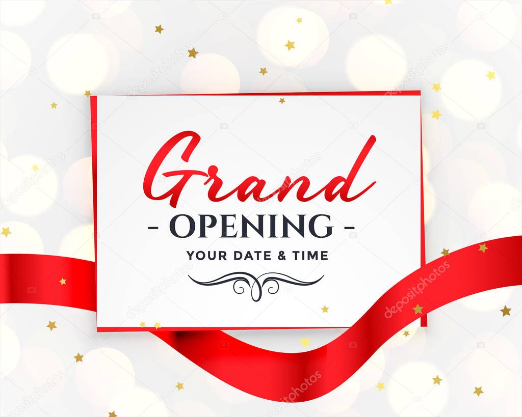 grand opening white banner invitation background