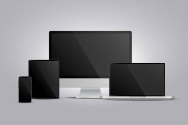 monitör dizüstü tablet ve smarphone gerçekçi ekran