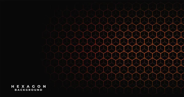 Fondo negro con patrón hexagonal naranja — Archivo Imágenes Vectoriales