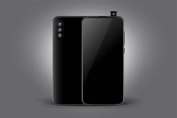 Triple Camera Black Smartphone-Konzept-Attrappe Design — Stockvektor