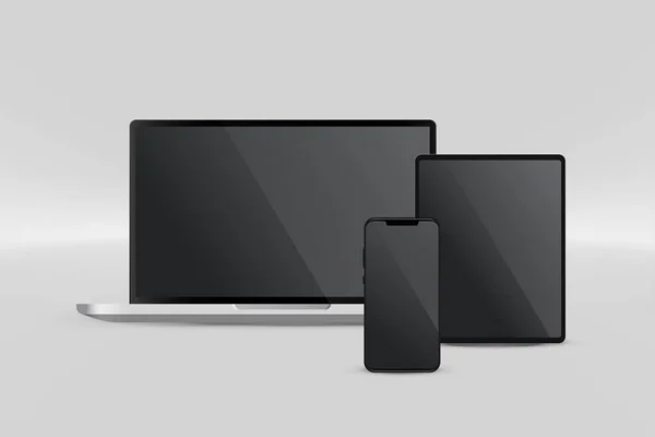 Affichage de présentation de tablette d'ordinateur portable et smartphone — Image vectorielle
