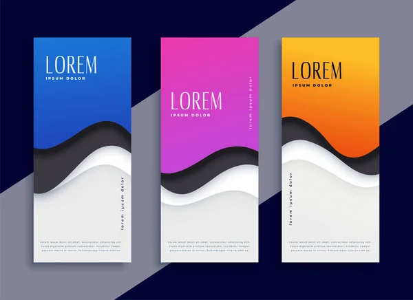 Abstraites différentes couleurs modernes vagues verticales bannières — Image vectorielle