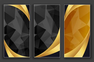 lüks geometrik altın ve siyah afiş seti