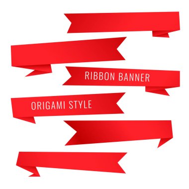 origami tarzı kırmızı kurdele pankartları ayarlandı