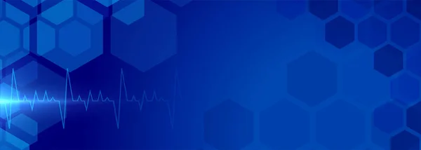 Banner de atención médica con electrocardiograma médico — Vector de stock