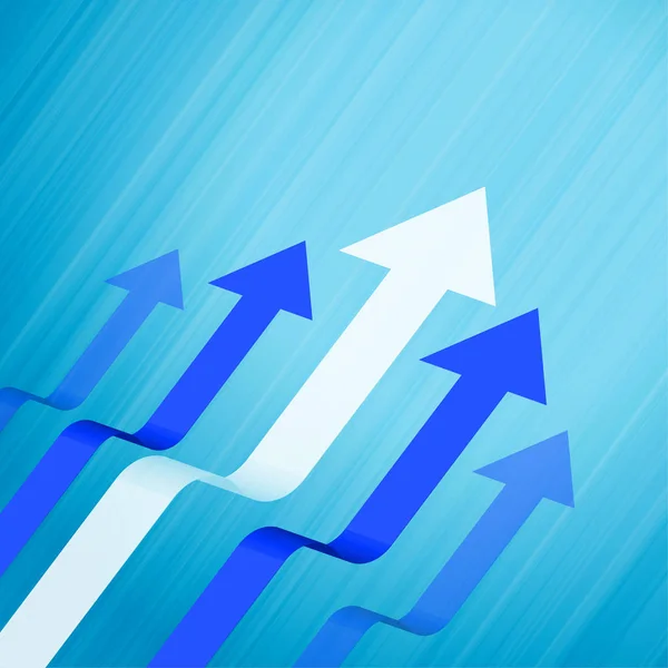 Negocio líder y el crecimiento flechas azul concepto de fondo — Vector de stock