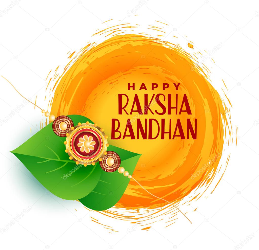 happy raksha bandhan greeting design with leaves