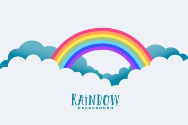 rainbow above clouds background design clipart