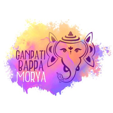 lord ganesha çizgi tarzı suluboya arka plan