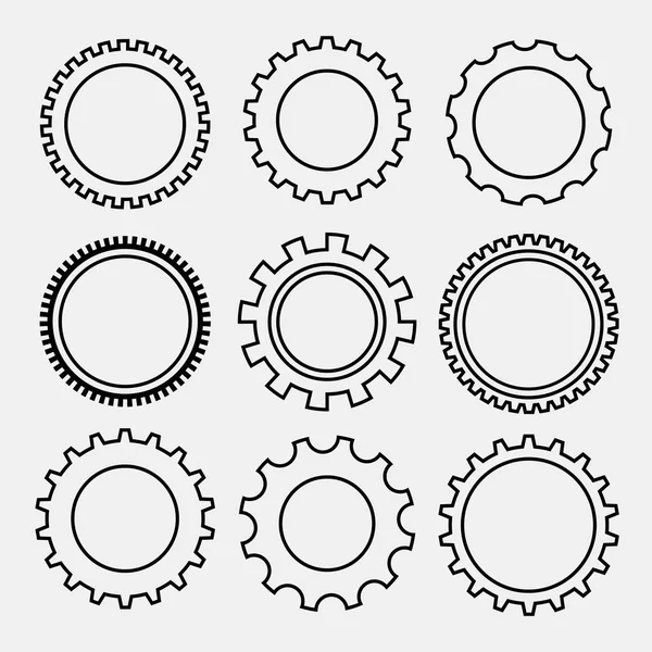 一组线样式齿轮符号 — 图库矢量图片