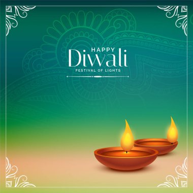 gerçekçi diya tasarımı ile mutlu diwali güzel arka plan