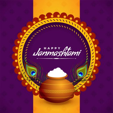 dahi ve handi ile mutlu janmashtami tebrik tasarım