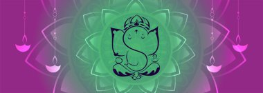 lord ganesha yaratıcı tasarım afiş asılı diya ile
