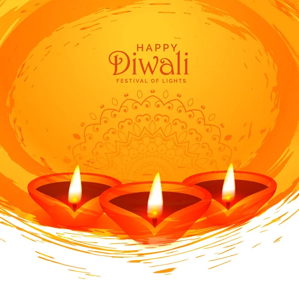 Happy Diwali akvarell abstrakt Diya bakgrund design — Stock vektor