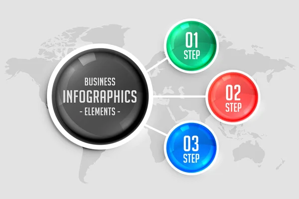 Three steps color infographic design template — Stock Vector