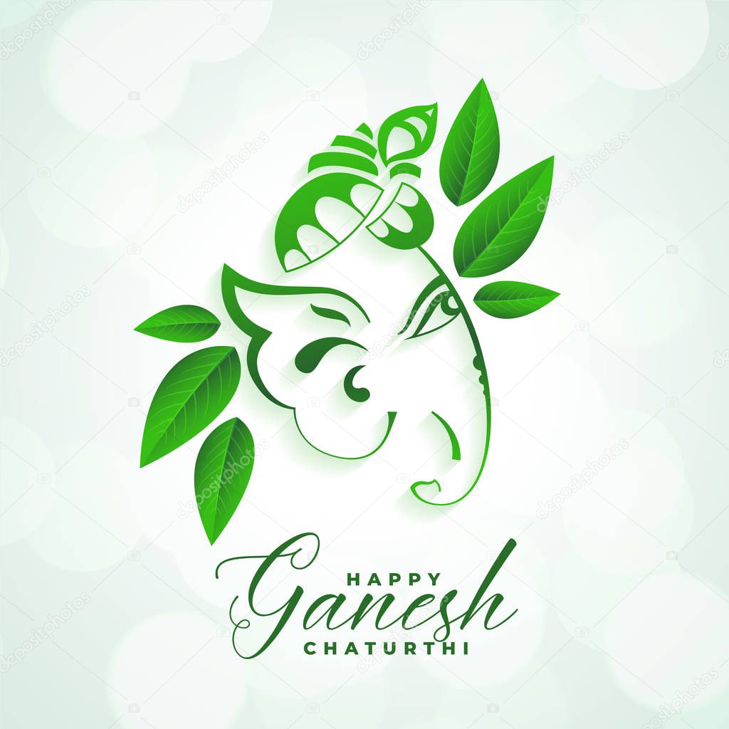 indian festival of happy ganesh chaturthi eco leaves background