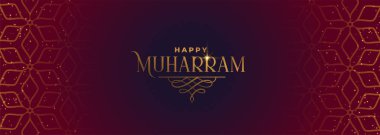 happy muharram beautiful banner in islamic style clipart