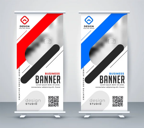 Elegante rollup exibir banner stand apresentação no moderno sty —  Vetores de Stock