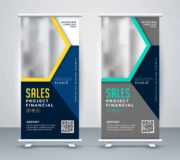 Roll uo banner standee en elegante tema moderno — Vector de stock