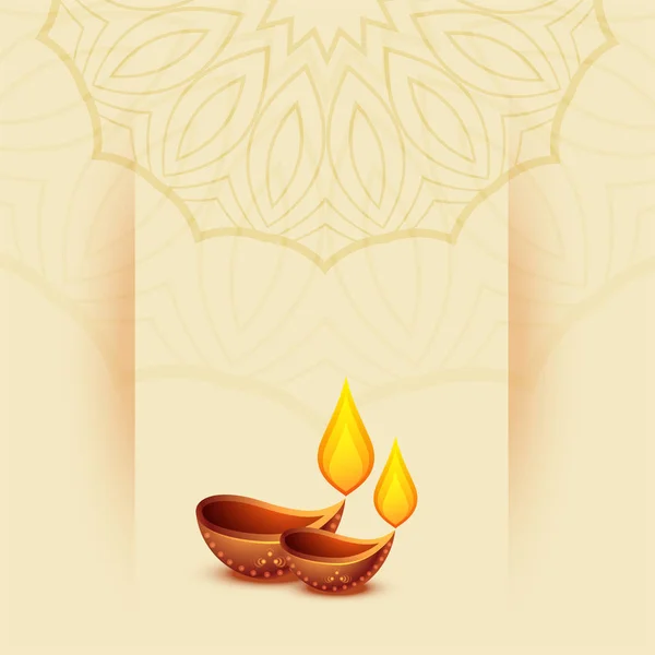 Happy diwali oil diya beautiful fone design — стоковый вектор