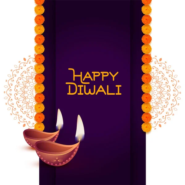 Stylish happy diwali diya greeting design background — Stock Vector