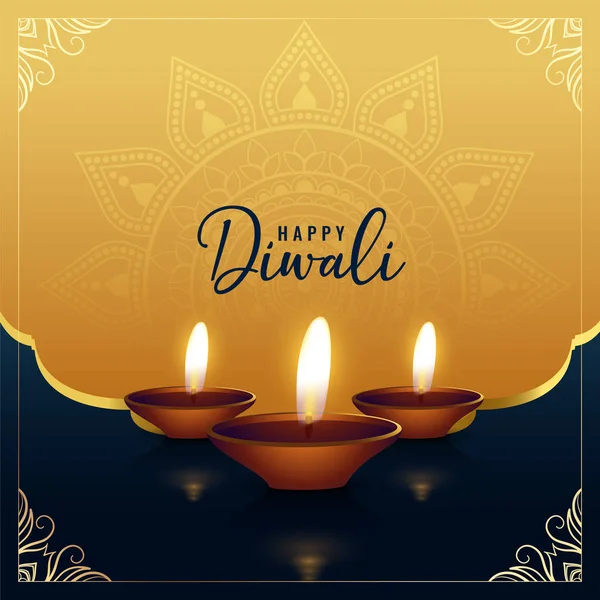 Beau doré heureux diwali salutation conception — Image vectorielle