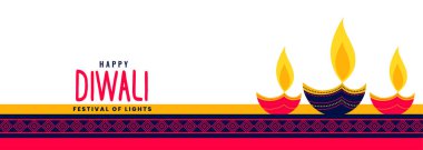 dekoratif üç diya la ile güzel mutlu diwali uzun afiş