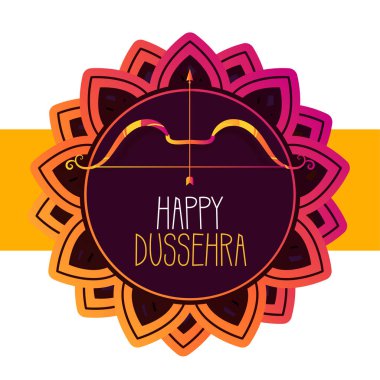 happy dussehra festival greeting banner with bow and arrow clipart