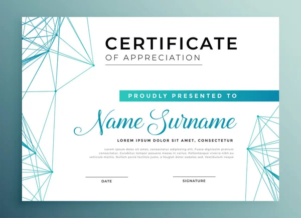 Low poly style modern certificate template design — Stock Vector