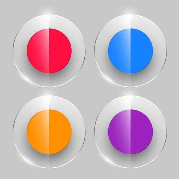 Botones de vidrio en estilo brillante cuatro colores — Vector de stock
