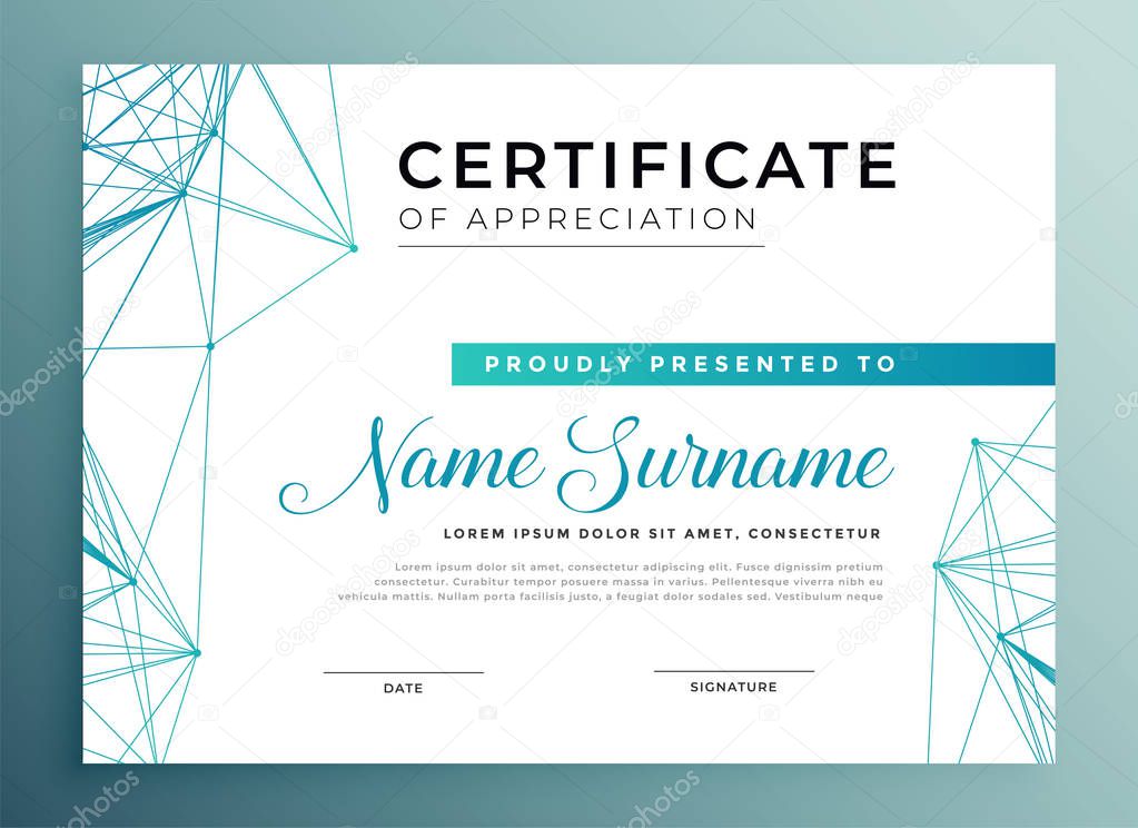 low poly style modern certificate template design