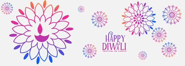 Decorativo colorido feliz diwali festival banner diseño — Vector de stock