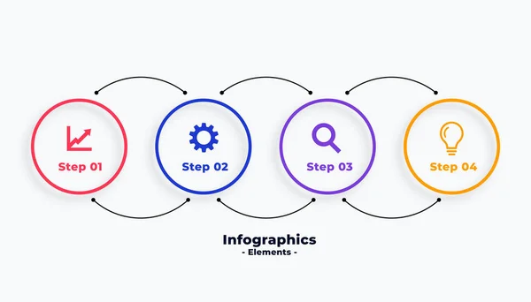 Cztery kroki cienkiej linii minimalnej infografiki szablon projektu — Wektor stockowy