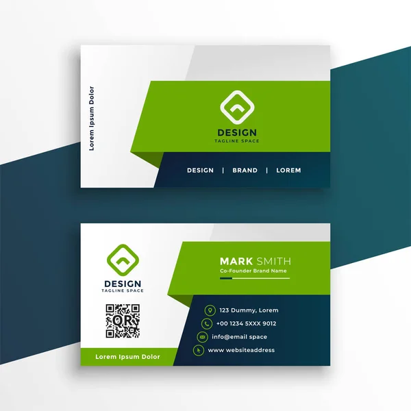 Κομψό πράσινο γεωμετρικό πρότυπο επαγγελματικής κάρτας Design — Διανυσματικό Αρχείο